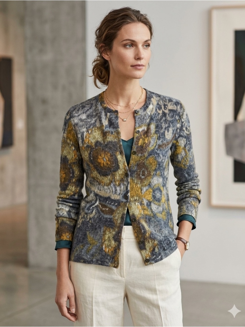 Olga Santoni Abstract Designer Cardigan Size 10 US